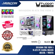 Invasion The View 5 M-ATX PC Casing Chassis – Black / White (Free 3x INFINITY ARGB Fans / 5.5” Custo