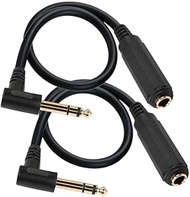 Seadream 2Pack 50cm (1.64ft) Right Angle 6.35mm TRS Stereo Male to Female Audio Cable, Compatible wi