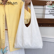 XUESHAN Lace Shoulder Bag, Embroidery Floral Print Vest Style Canvas Handbag, YK2 Lightweight Versat
