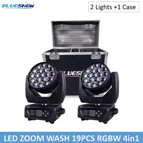 1~2PCs Zoom Lyre Wash Dmx512 19X15W Led Wash Zoom Rgbw Moving Head Light Flycase Option spotlight Dj