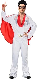 Adult Men Rock Star Costume Jumpsuit 60s 70s 80s White Rock And Roll Halloween Cosplay Jumpsuit Outfit Suit