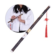 Detchable Natural Black Bamboo Bawu Ba Wu Transverse Flute Pipe Musical Instrument in G Key for Beginner Music Lovers as Gift