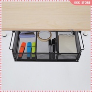 [Wishshopefhx] under Desk Drawer Basket Desk Hanging Drawer Metal Tray under Table Storage