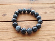 【親翠】天然翡翠 冰油黑烏雞13mm圓珠17~18手環 潮黑