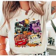 Halloween Retro Cars Lighting Mcqueen T-shirt Movie Characters Shirt Halloween Party Costume for wom