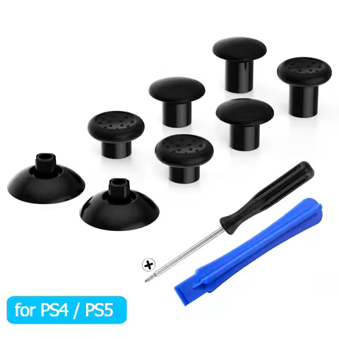 eXtremeRate Black Interchangeable Thumbstick with 3 Grips Adjustable Joystick for PS5 Controller, fo