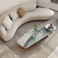 Modern Luxury Irregular Coffee Table Faux Marble Sintered Stone Living Room Small Space Creative Sid