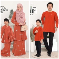 NEW ARRIVAL | FAMILY SET SEDONDON | KURUNG SAMEERA, KURTA ADHAM & BAJU MELAYU MUHSIN | ORANGE | KURU