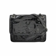 Saint Laurent Niki小號漆皮鱷魚紋YSL標誌肩包