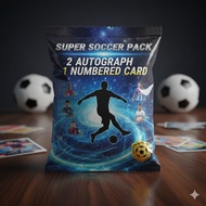 Super Soccer Pack | 2 Autographs + 1 Numbered Card | Football Card Mystery Pack | Football Card Sign