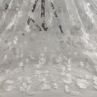 Single-Sided Embroidery Mesh Lace Embroidery Polyester Flower Fabric Embroidery Wedding Party Dress 