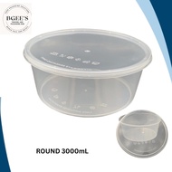 (Large) 3000 Round Disposable Plastic Food Container ( 10pcs± ) 3000ml - T3000