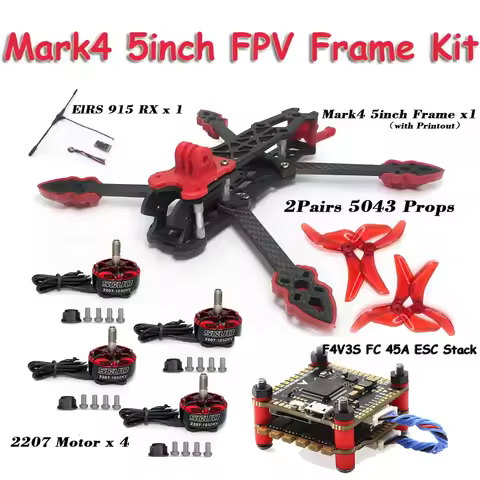 Mark4 5inch FPV Carbon Fiber Frame 2207 Motor 5043 propeller F4V3S PLUS FC 45A 4-in-1 ESC ELRS 915mh