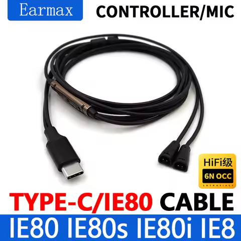 For Sennheiser IE80i IE80s IE80 IE8 Replaceable HIFI Earphones TYPEC to IE80 High Purity Single Crys