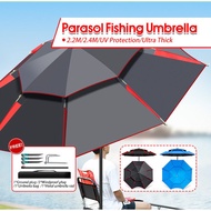 Das Nature™ Payung Mancing Big Fishing Umbrella Adjustable Beach Sun Shade Payung Besar Khemah Campi