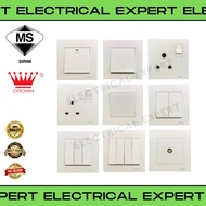 [READY STOCK] Crown CE Series Switches Socket SIRIM APPROVED/SWITCH SOCKET OUTLET/1GANG 2GANG 3GANG 