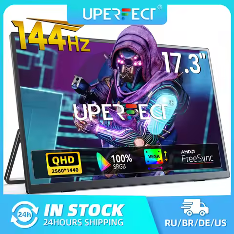 UPERFECT 2K 144Hz Portable Monitor 17.3" 400cd/m² 1440P IPS Screen For Gaming Travel Laptop Phone Ga