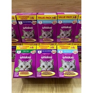 Combo of 6 packs of Whiskas pate for big cats and small cats