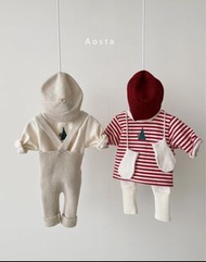韓國童裝 特價 現貨Aosta 聖誕 熊仔 聖誕樹 紅色間條 衛衣 1歲