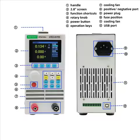East Tester 400W 150V 40A DC Electronic Load Bank Battery Testing Instrument