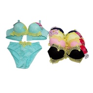 Bra set A014 beautiful motif cup B underwire size 32-38