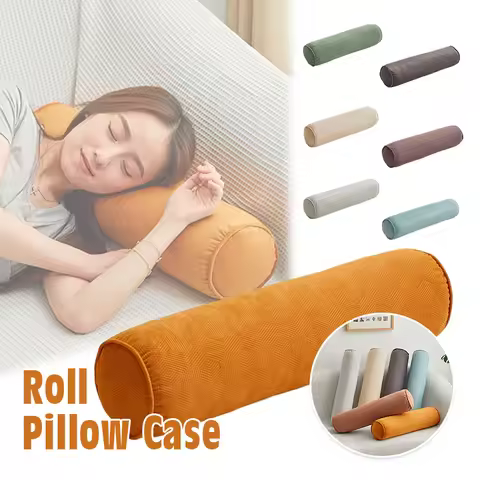 Round Bed Pillows Roll Cover Head Leg Back Lumber Support Light Travel Column Bolster Pillowcase Cyl