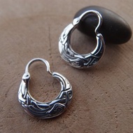 Odin Raven 維京環形耳環銀男女通用環形耳環 手工製作