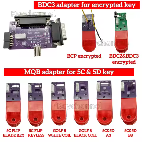 8-in-1 BDC2 BDC3 Encrypted Key Adapter MQB49 5C 5D Key Adapter for IM508 IM608 KEY TOOL PLUS KD MAX 