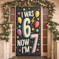 Colorful Balloons 7th Birthday Door Banner Star Pattern Kids Birthday Display  Design Number 6 7 Num