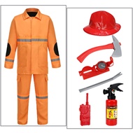 Ins Halloween Boys Uniform Suit Costume Children's Day Firefighter Costume Hooded Fireman