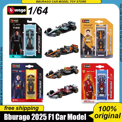 New In Stock Bburago 1:64 2025 F1 Series Ferrari Sf25 Red Bull Rb21 Melaren Mcl39 Alloy Miniature Di