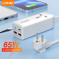 LDNIO SC1418 65W รางปลั๊กไฟ เดสก์ท็อป USB C ที่ชาร์จ สําหรับโทรศัพท์มือถือ แท็บเล็ต ชาร์จเร็ว อะแดปเ
