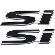 2Pcs Chrome 3D Metal Si Logo Car Trunk Sports Emblem Auto Coupe Turbo SUV Badge Racing Sticker (Silv
