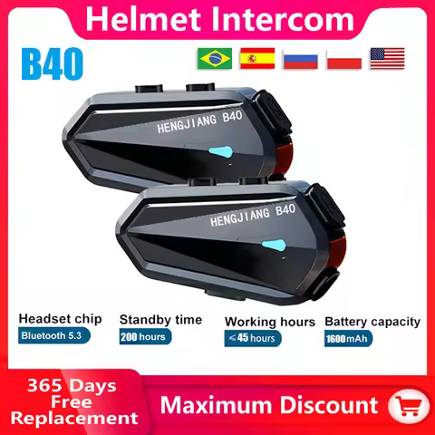 HENG JIANG B40 Helmet Headset Intercom Bluetooth V5.3 1000M Mixing Earphone Type-C Charging Interfac