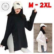 Korean Fashion Women Blouse Viral Shirt Casual Long Sleeve Top Plain Summer T-Shirt Baju Lengan Panjang Perempuan Wanita