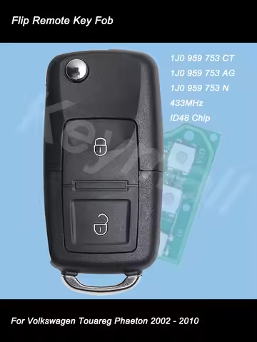 KEYECU Flip Remote Car Key Fob 2 Buttons 433MHz ID48 Chip for Volkswagen Golf 4 5 Passat B5 B6 Polo 
