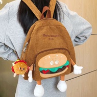 beg sekolah perempuan beg sekolah kuromi beg sekolah roda Girl Cute Burger Small Schoolbag Japanese 