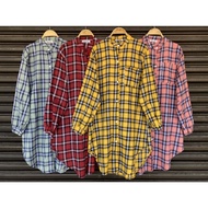 Kemeja Petak Full Button Labuh Tunic Blouse Plussize Wanita Fashion Muslimah (40”-44”)