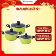 Bộ nồi nhôm 3 cái nắp kính Kangaroo KG993MX