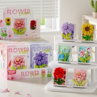 3D stereo Building block flower ornament building block toy gift