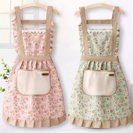 Hand-wipeable canvas household apron, kitchen stain-resistant, anti-dirt, anti-oil, breathable, prin
