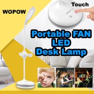WOPOW LED Desktop Lamp with Cooling Fan Touch Sensor Portable Eye Protection USB Table Light