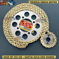 Gir Set  SSS 428 Sonic 150 R Gir SSS Sonic Gir set SSS Supra GTR Rantai Gold 428