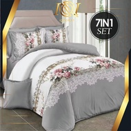 7IN1 Cadar Comforter Set Exclusive Design 1000 Thread Count Bedsheet Queen & King Size | Ready Stock