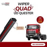 Quad Wiper 4 Layers Rubber Car Truck UD Quester Tronton Frameless Model 1 Set of 3 Pcs