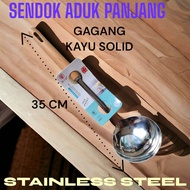 CENTONG SUP SENDOK SAYUR KUAH PANJANG STAINLESS STEEL GAGANG KAYU SOLID SUPER QUALITY E2603
