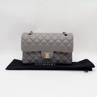 Chanel CF23 small🩶灰色羊皮CF23小號 淡金扣 99新有塵袋/盒  芯片款💖✨