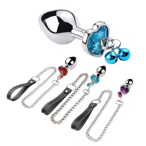 Luxury Metal Butt Toys Heart Round Diamond Base Anal Trainer Jewel Butt Plug Kit SM Adult Gay Anal P