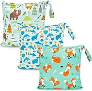 Wet Bag, Wet Bag, Pack of 3 Nappy Bag, Changing Bag, Wet Bags, Reusable Organiser Bag, Washable with