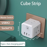 Extension Cube Plug Adapter with USB+Type C Multi-Plug Extender UK Plug Socket Adaptor